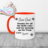 Dear Personalised Thanks for all the belly rubs Mug - Red