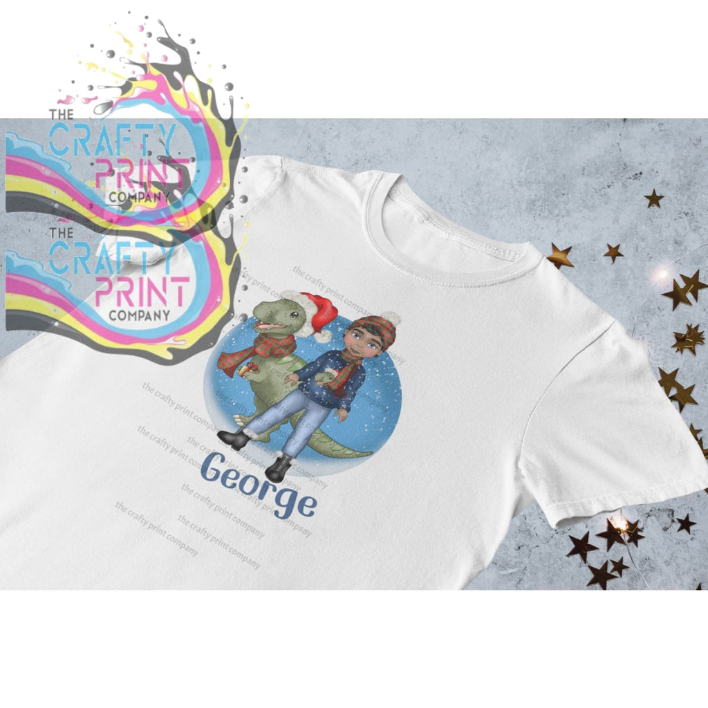 Dinosaur Christmas Boy Personalised Children’s T-shirt
