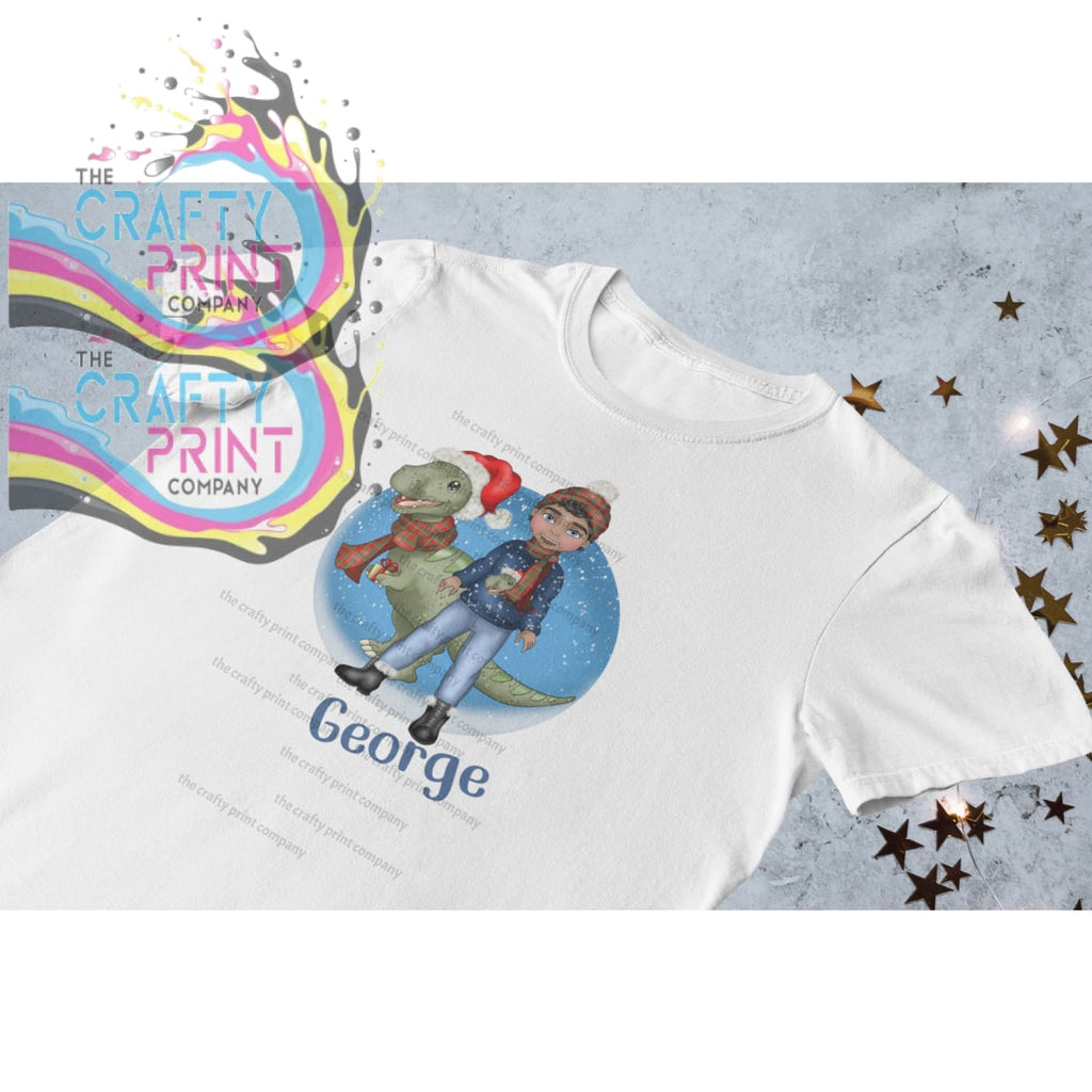 Dinosaur Christmas Boy Personalised Children’s T-shirt -