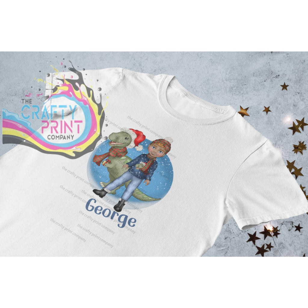 Dinosaur Christmas Boy Personalised Children’s T-shirt