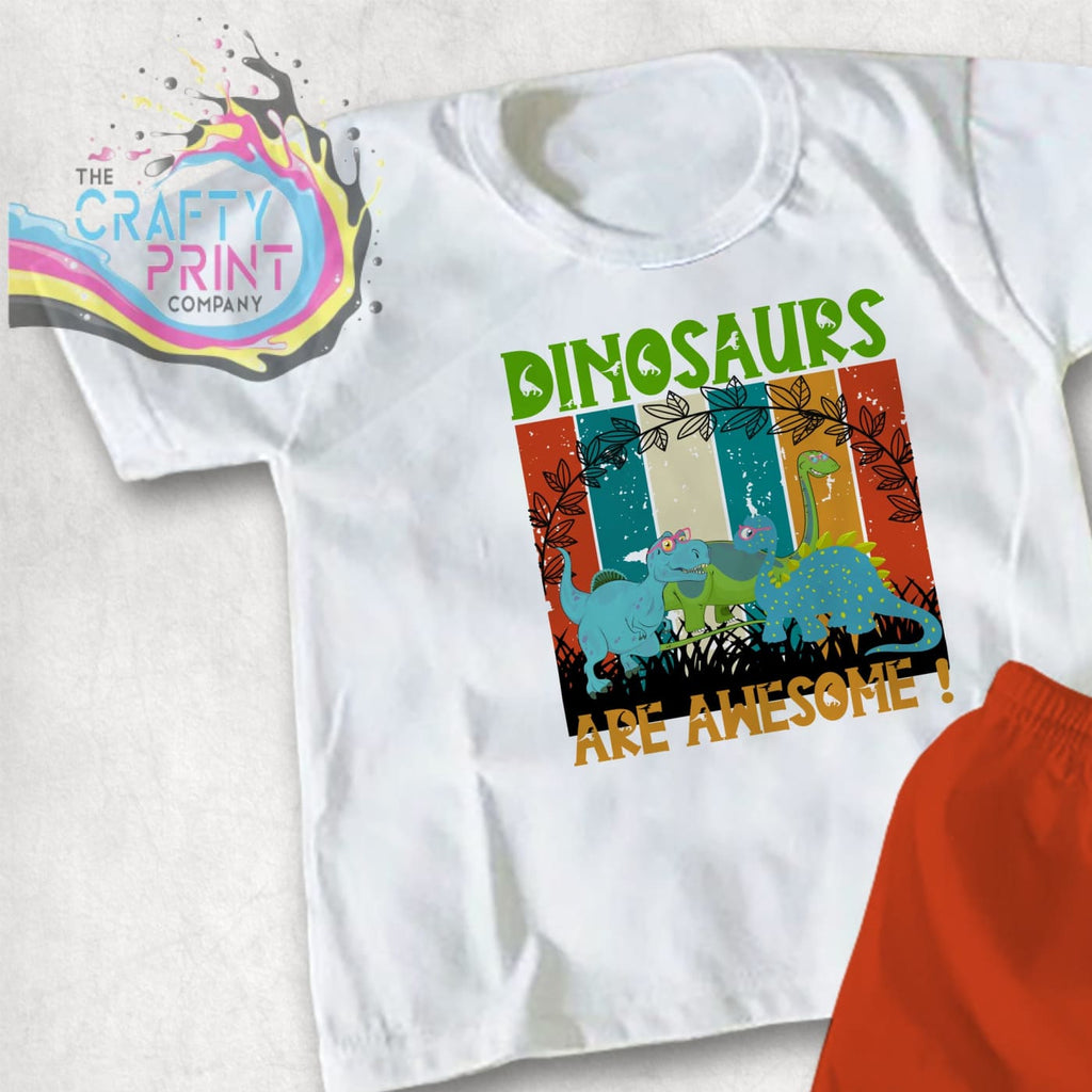 Dinosaurs are awesome Children’s T-shirt - White - Shirts &