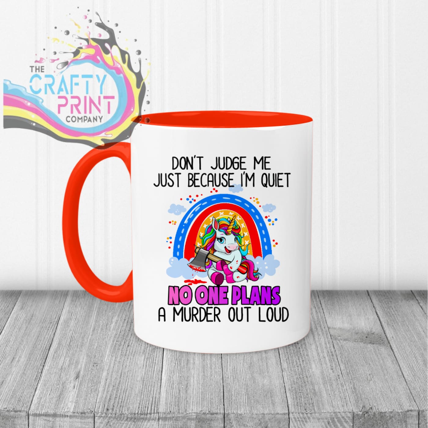 Don’t judge me just because I’m quiet Mug - Red Handle &
