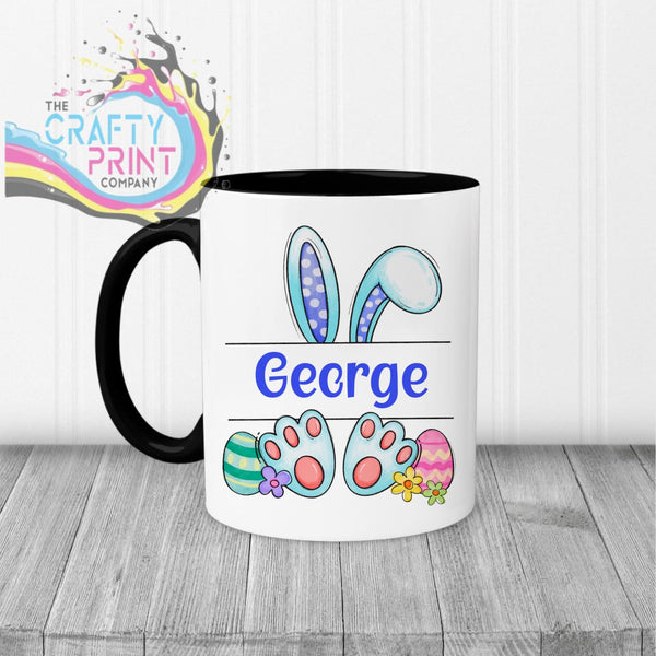 Easter Bunny Ears Feet Personalised Mug - Black Handle &