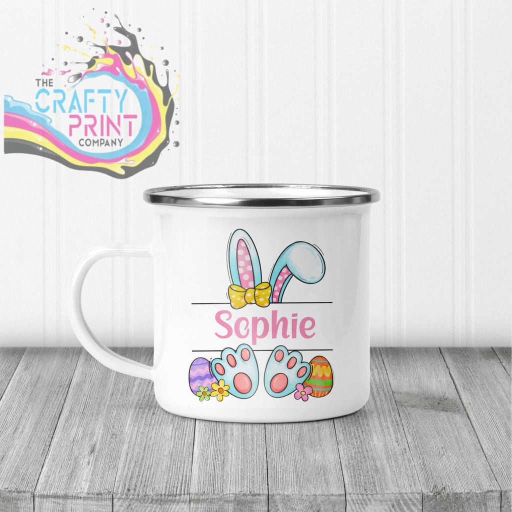 Easter Bunny Ears Feet Personalised Mug - Enamel / Pink -