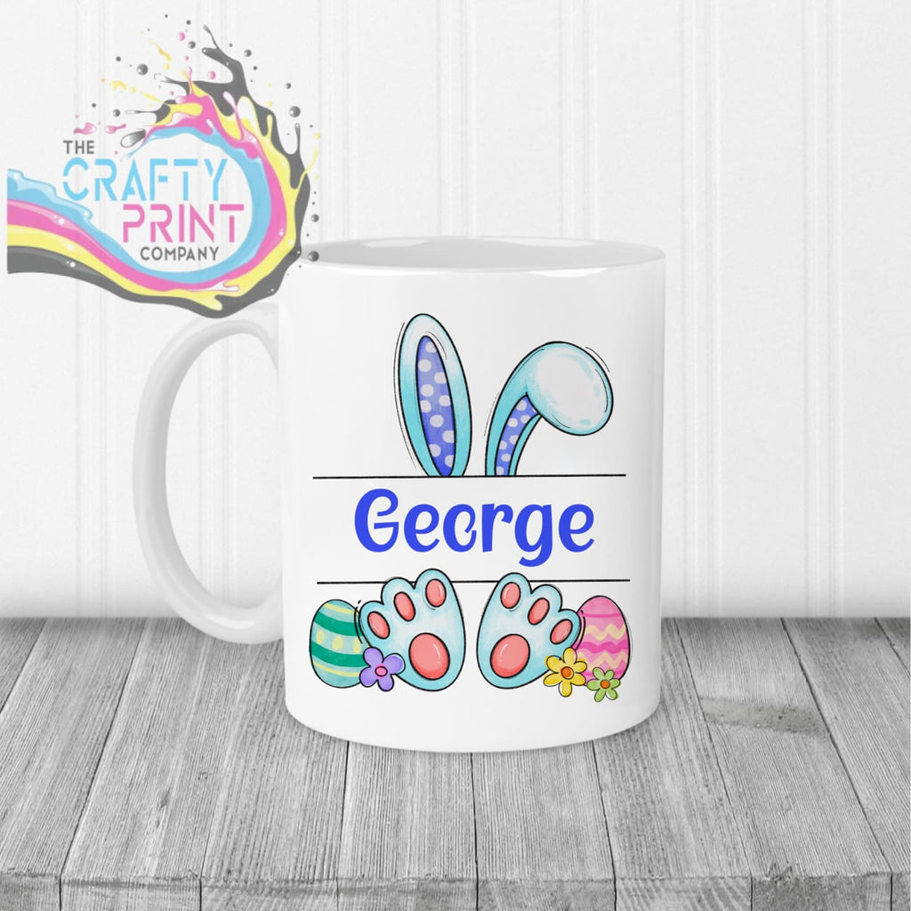 Easter Bunny Ears Feet Personalised Mug - White Handle &