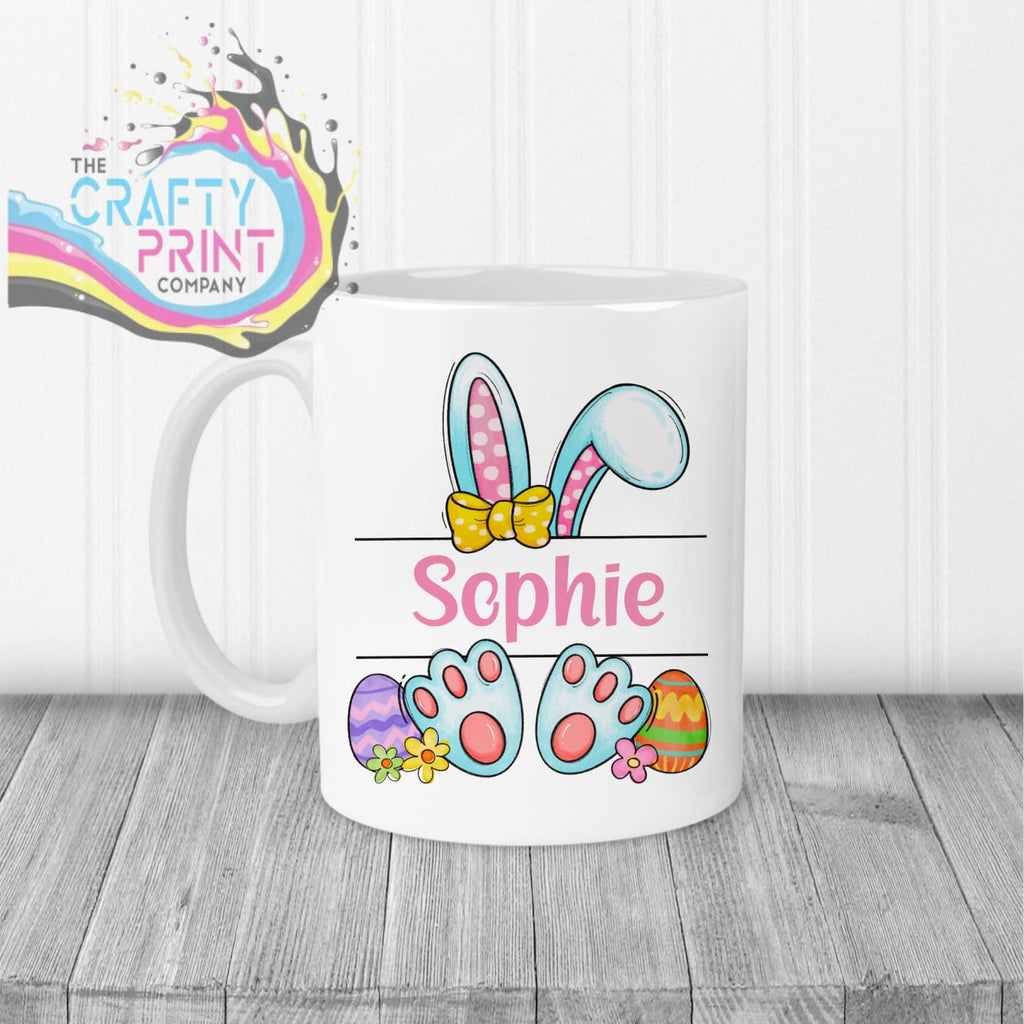 Easter Bunny Ears Feet Personalised Mug - White Handle &