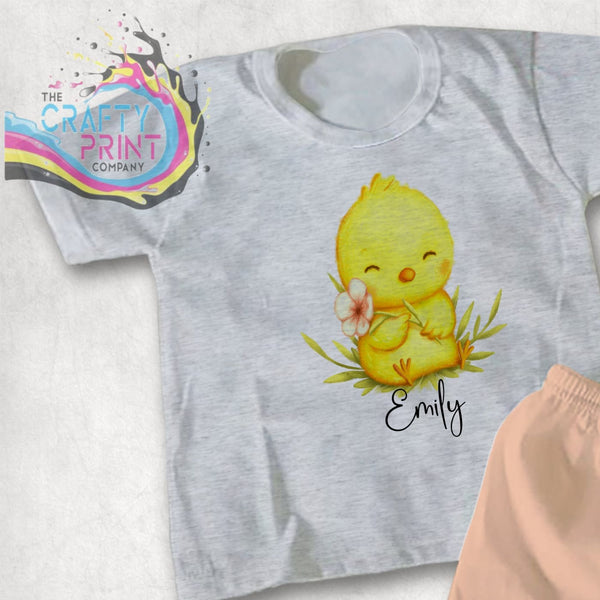 Easter Chick Personalised T-shirt - Grey - Shirts & Tops