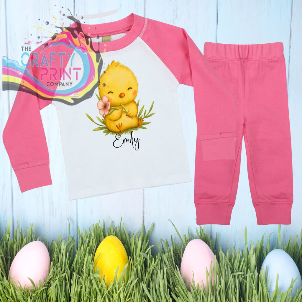 Easter Chick Personalised Toddler Pyjamas for - Pink