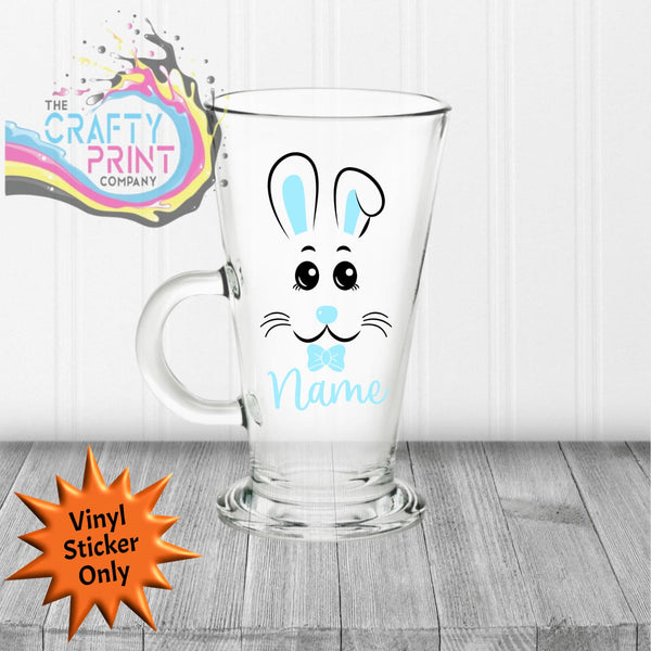 Easter Rabbit Personalised Sticker for Latte Mug - Black /