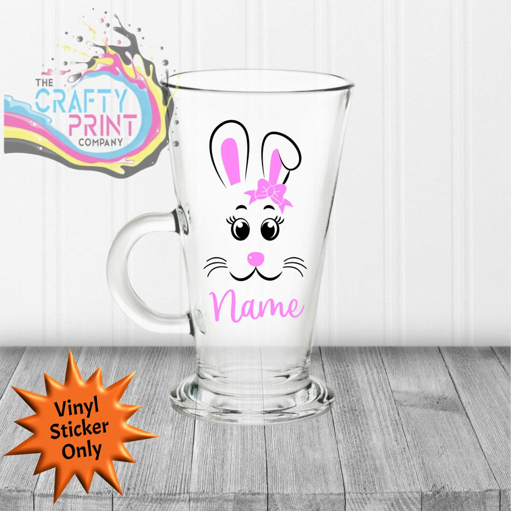 Easter Rabbit Personalised Sticker for Latte Mug - Black /