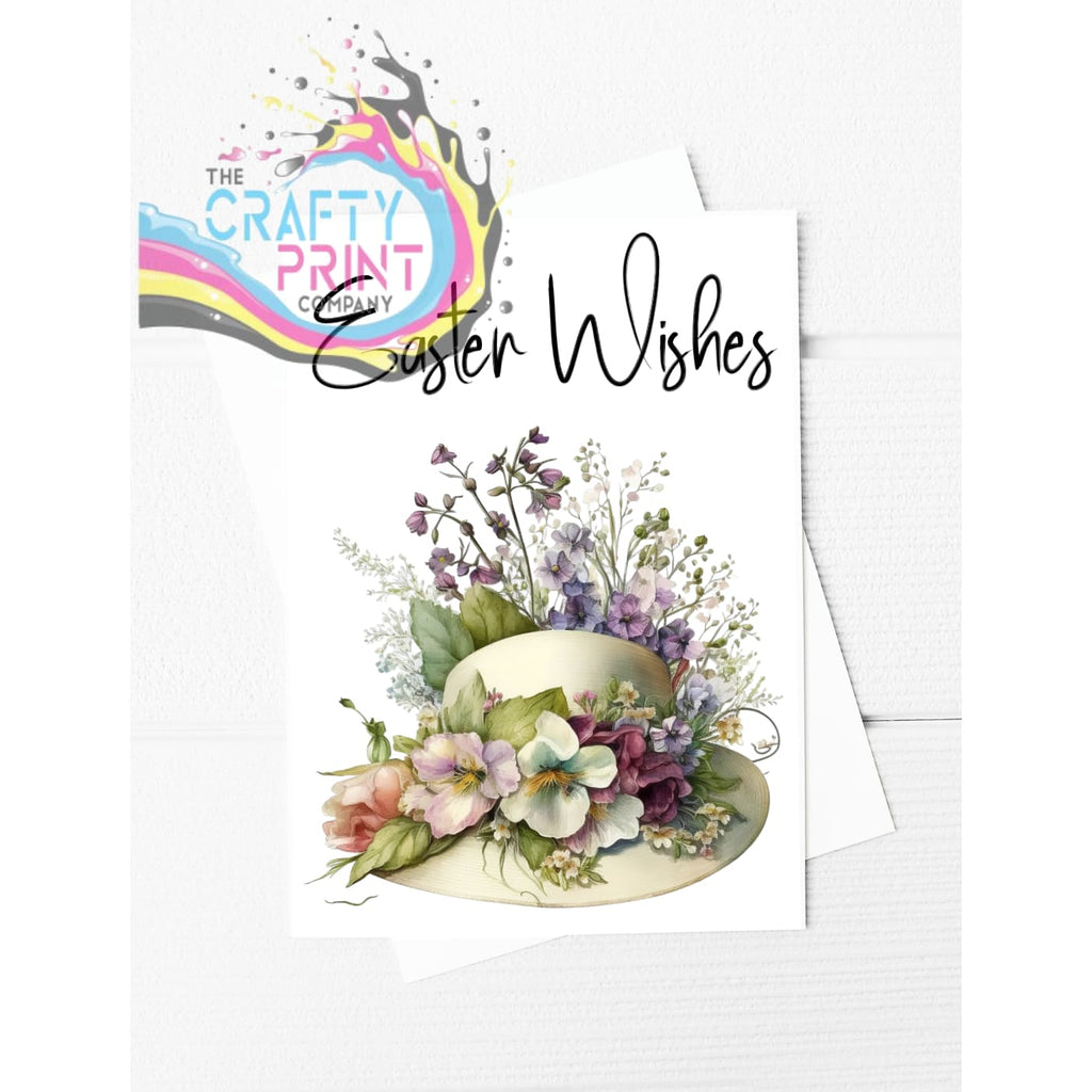 Easter Wishes Hat Flowers A5 Card - Greeting & Note Cards