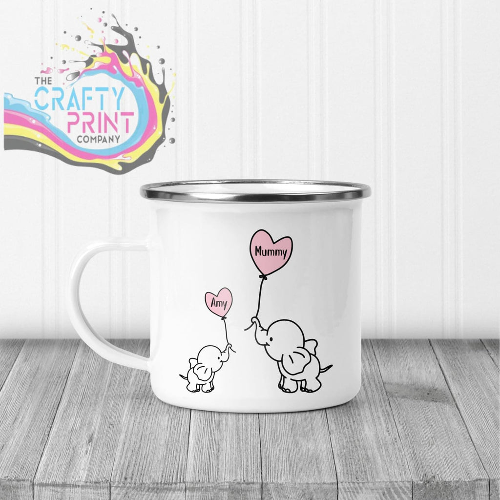 Elephant Mommy & Baby Mug - Enamel - Mugs