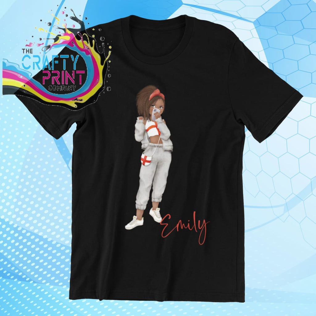 England English Girl Children’s T-shirt - Black / Afro