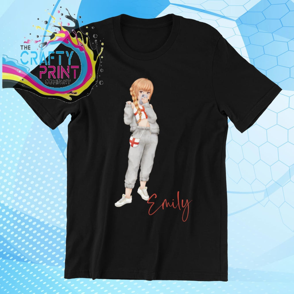 England English Girl Children’s T-shirt - Black / Red