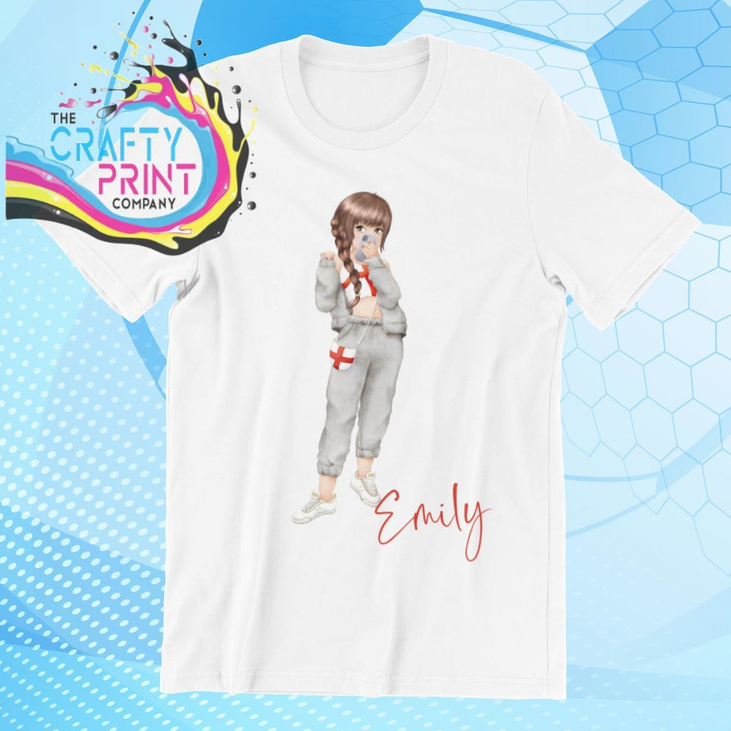 England English Girl Children’s T-shirt - White / Brown