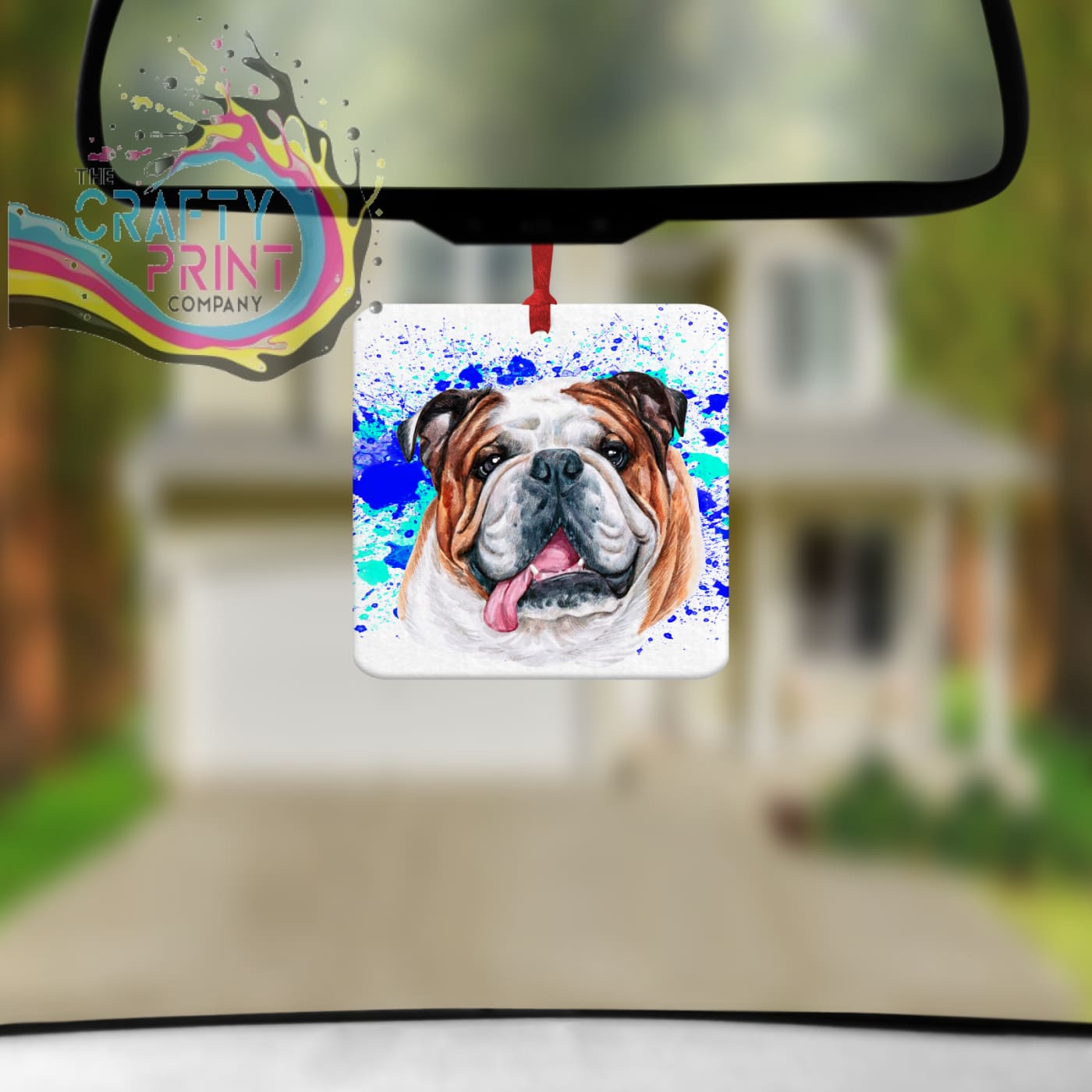 English Bulldog Paint Splatter Car Air Freshener - Vehicle