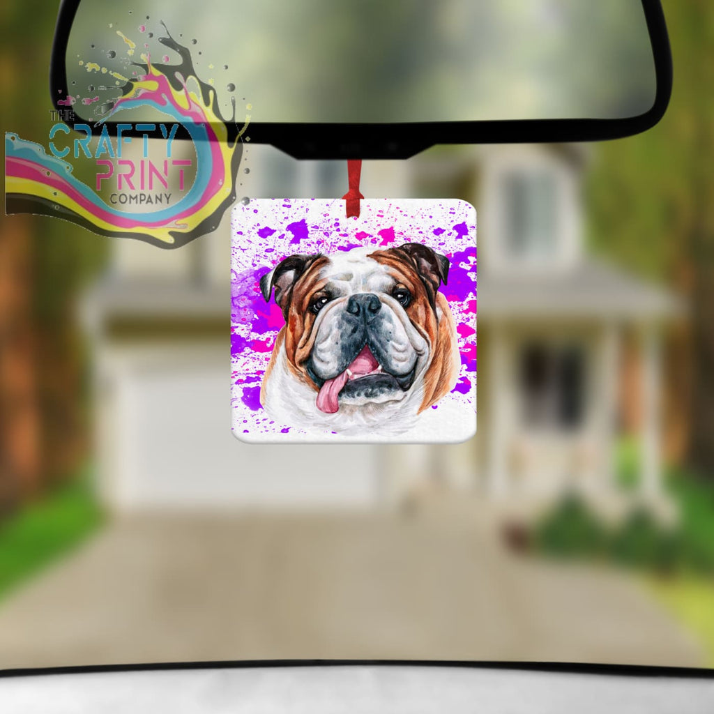 English Bulldog Paint Splatter Car Air Freshener - Vehicle