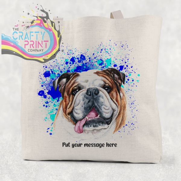 English Bulldog Paint Splatter Personalised Cotton Tote Bag