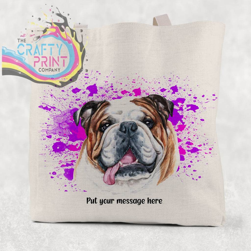 English Bulldog Paint Splatter Personalised Cotton Tote Bag