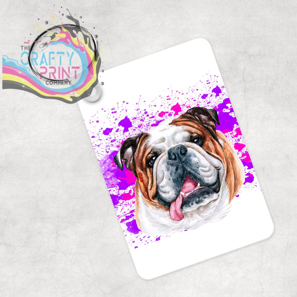 English Bulldog Paint Splatter Personalised Keyring - Pink -