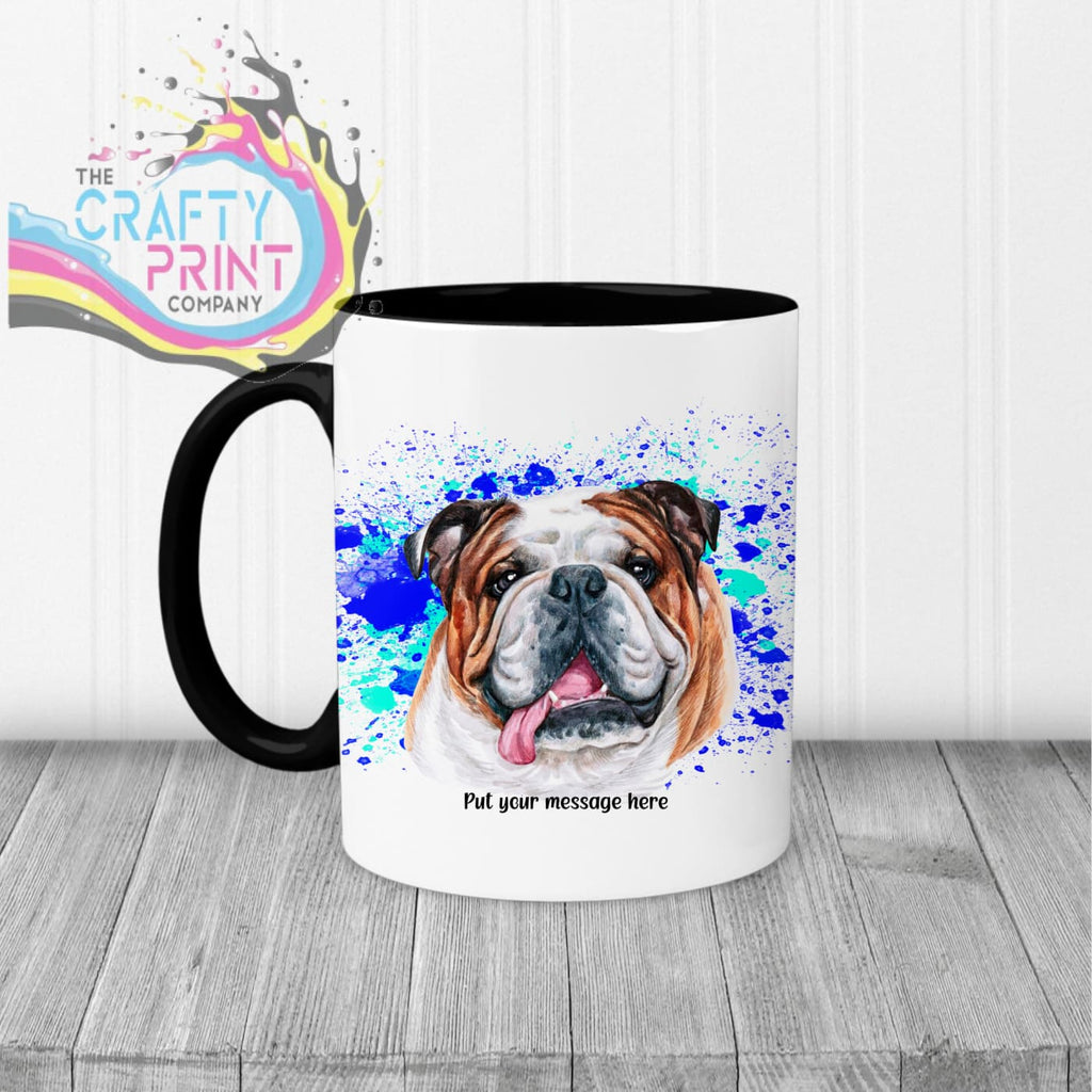 English Bulldog Paint Splatter Personalised Mug - Black