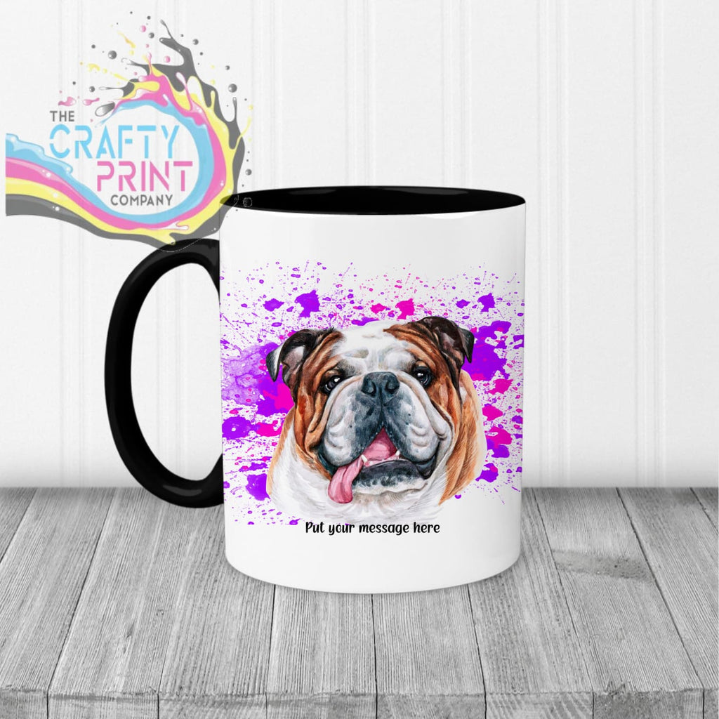 English Bulldog Paint Splatter Personalised Mug - Black