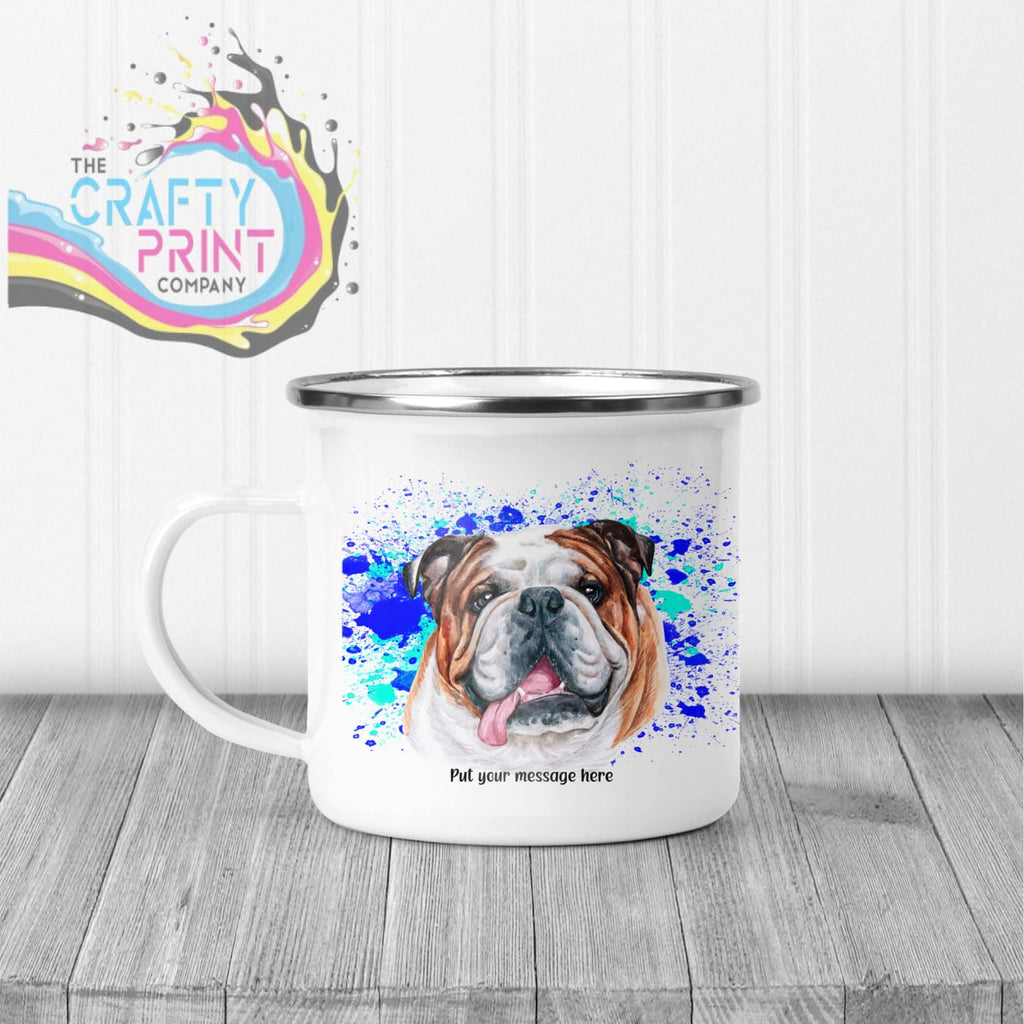 English Bulldog Paint Splatter Personalised Mug - Enamel /