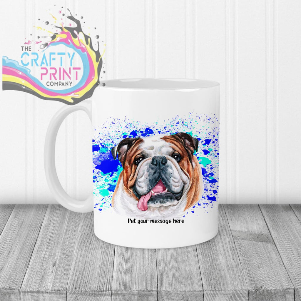 English Bulldog Paint Splatter Personalised Mug - White