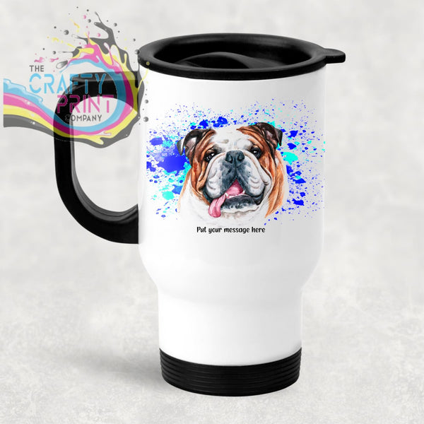 English Bulldog Paint Splatter Personalised Travel Mug -