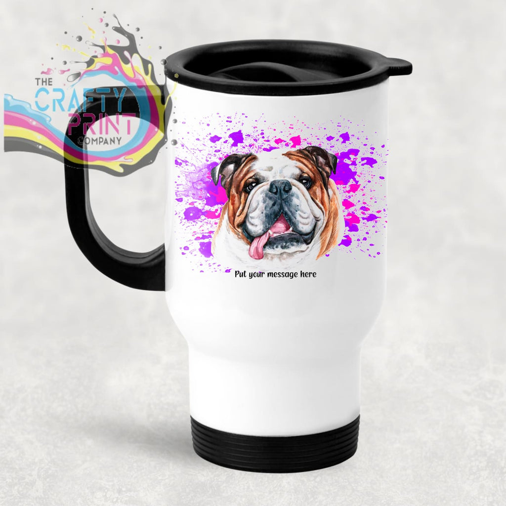 English Bulldog Paint Splatter Personalised Travel Mug -