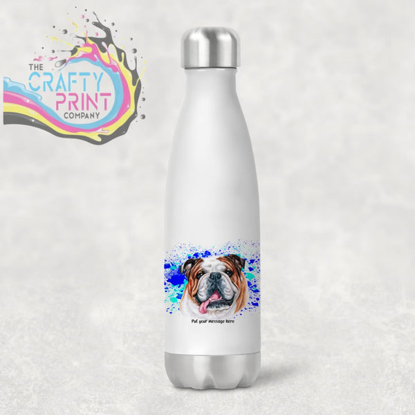 English Bulldog Paint Splatter Personalised Water Bottle -