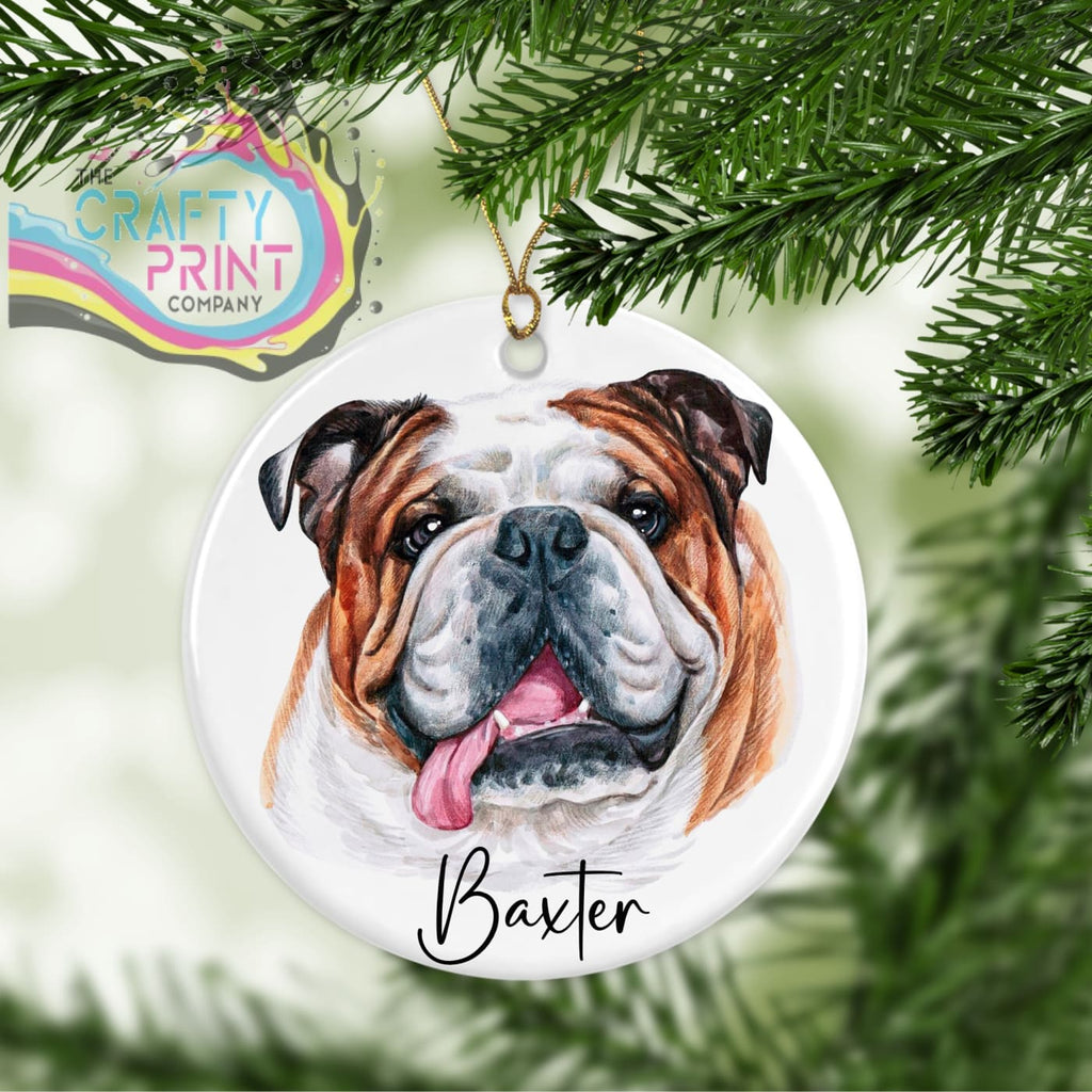 English Bulldog Personalised Ceramic Ornament - Holiday