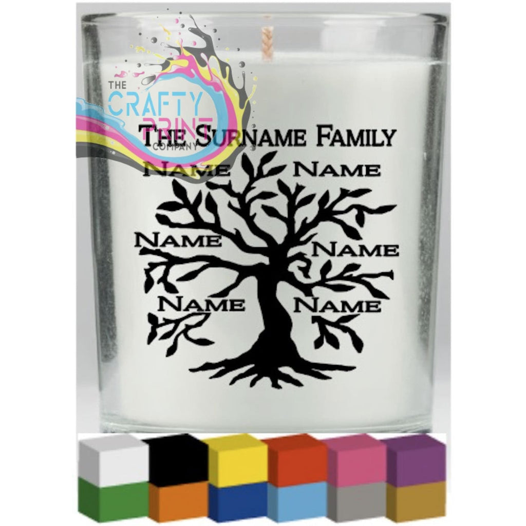 Family Tree Candle Decal Vinyl Sticker - Decorative Stickers