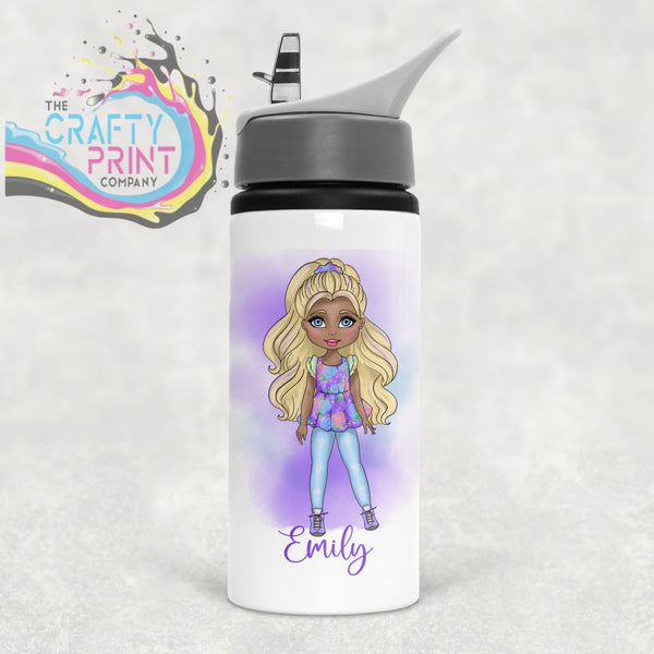 Fashion Girl Personalised Sports Water Bottle with Straw -
