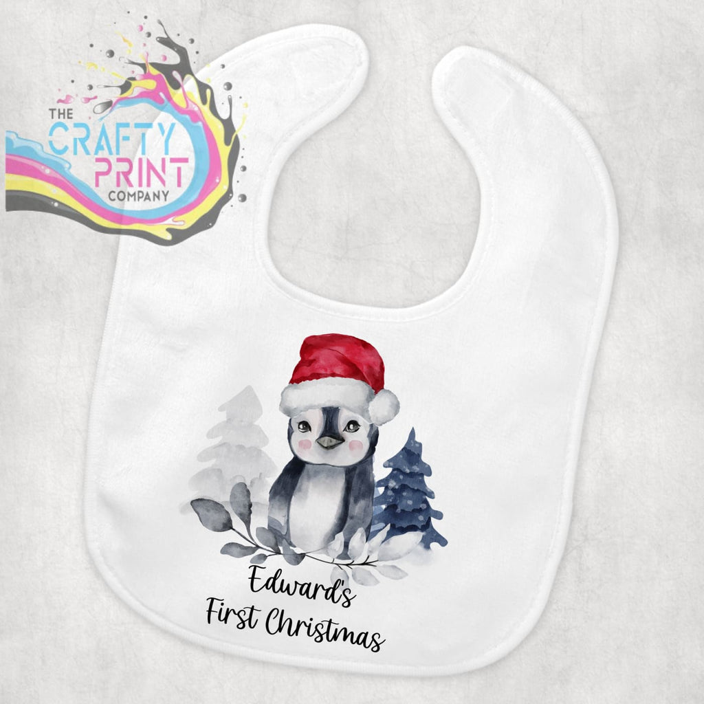 First Christmas Penguin Personalised Baby Bib - & Toddler