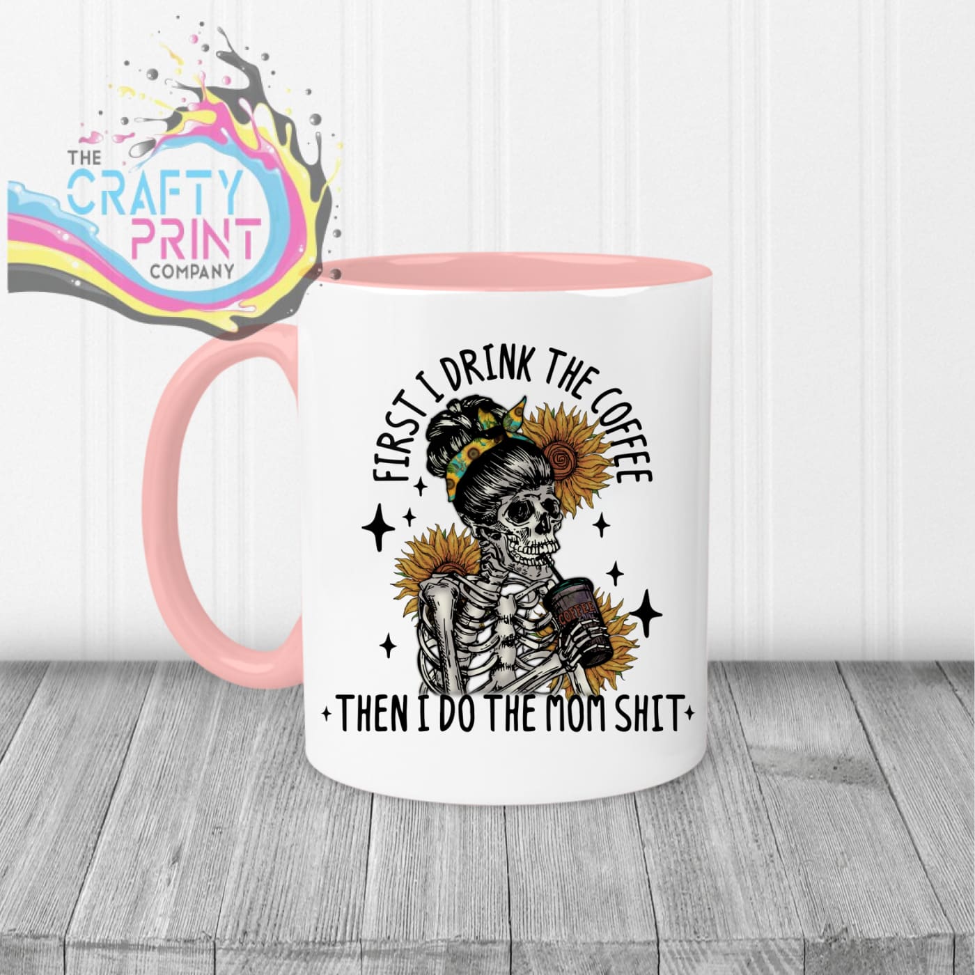 First I drink the Coffee Mug - Pink Handle & Inner - Mugs