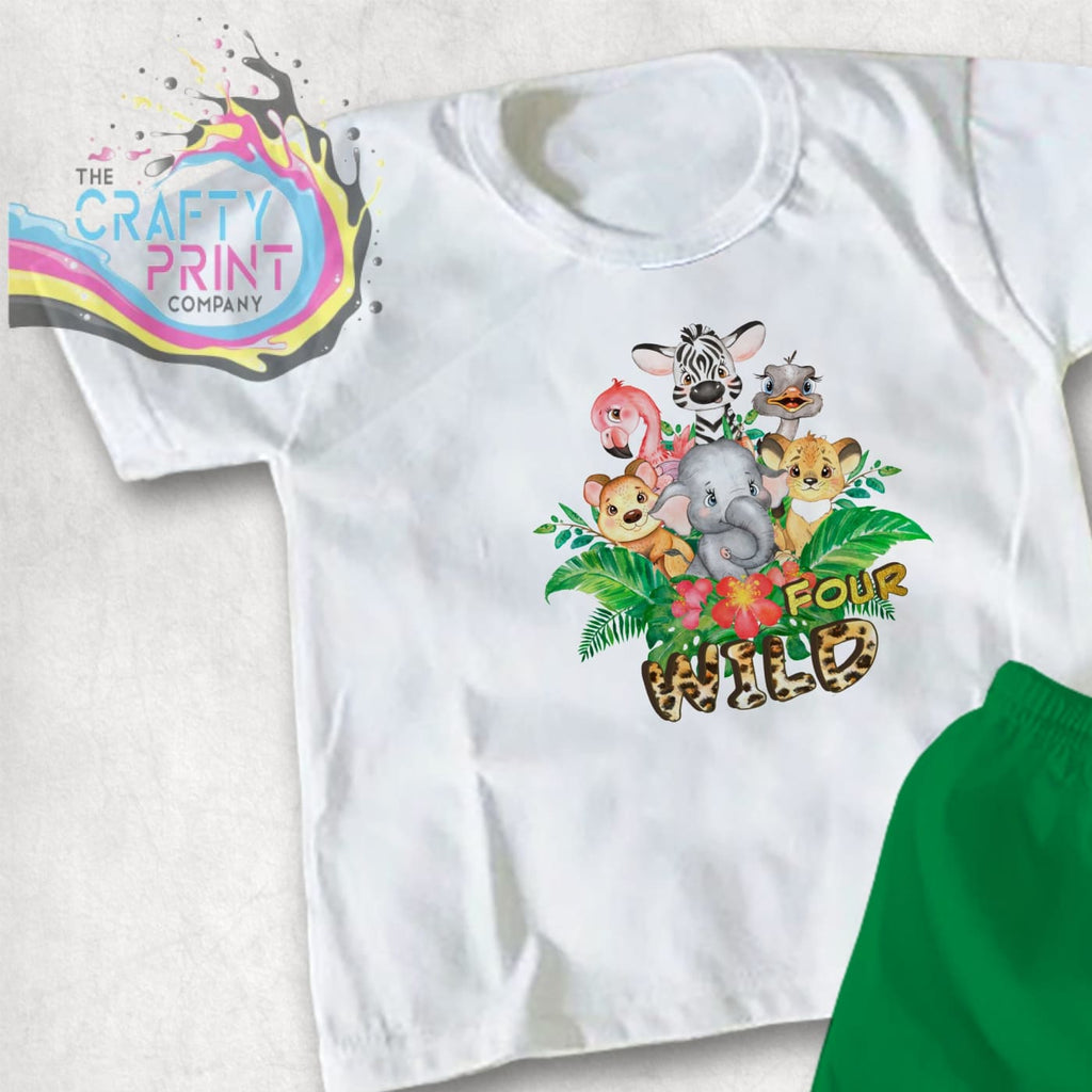 Four Wild Children’s Birthday T-shirt - White - Shirts &