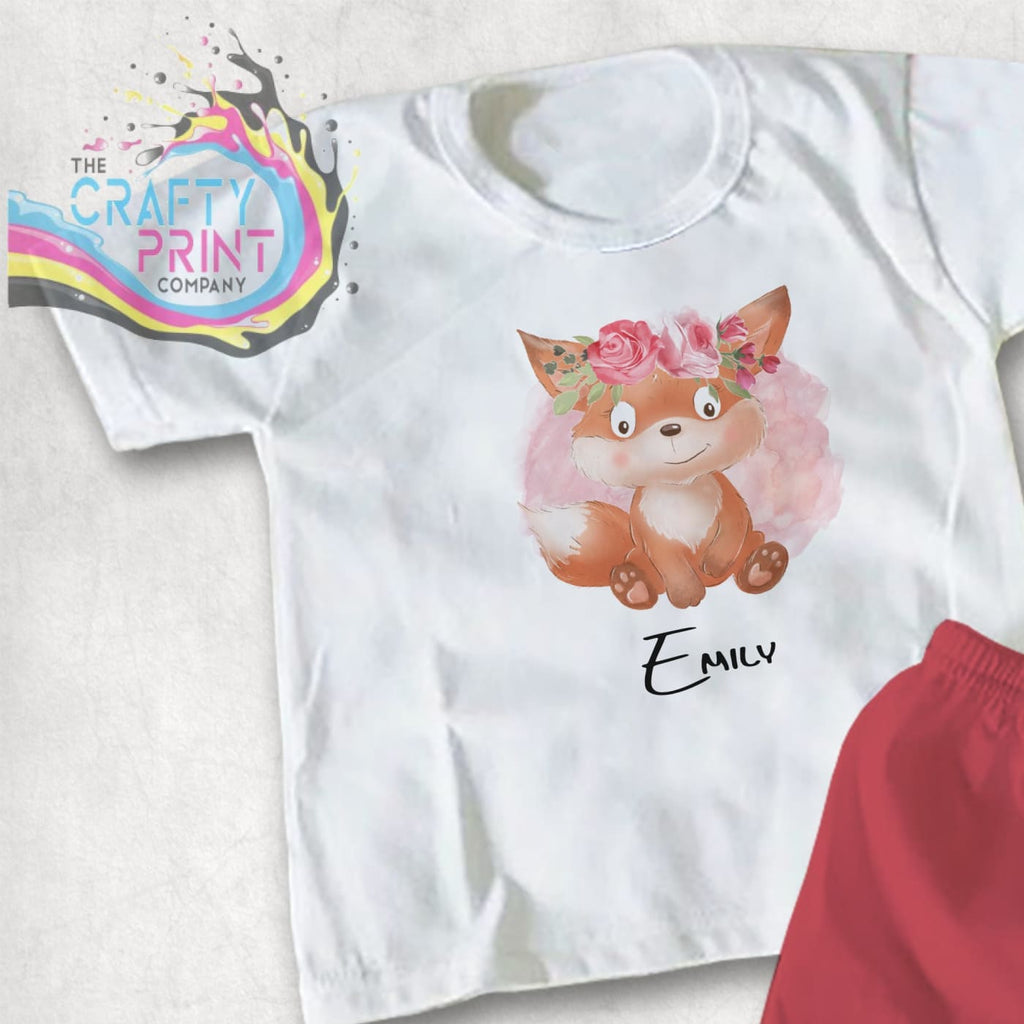 Fox with Floral Crown Personalised Children’s T-shirt -