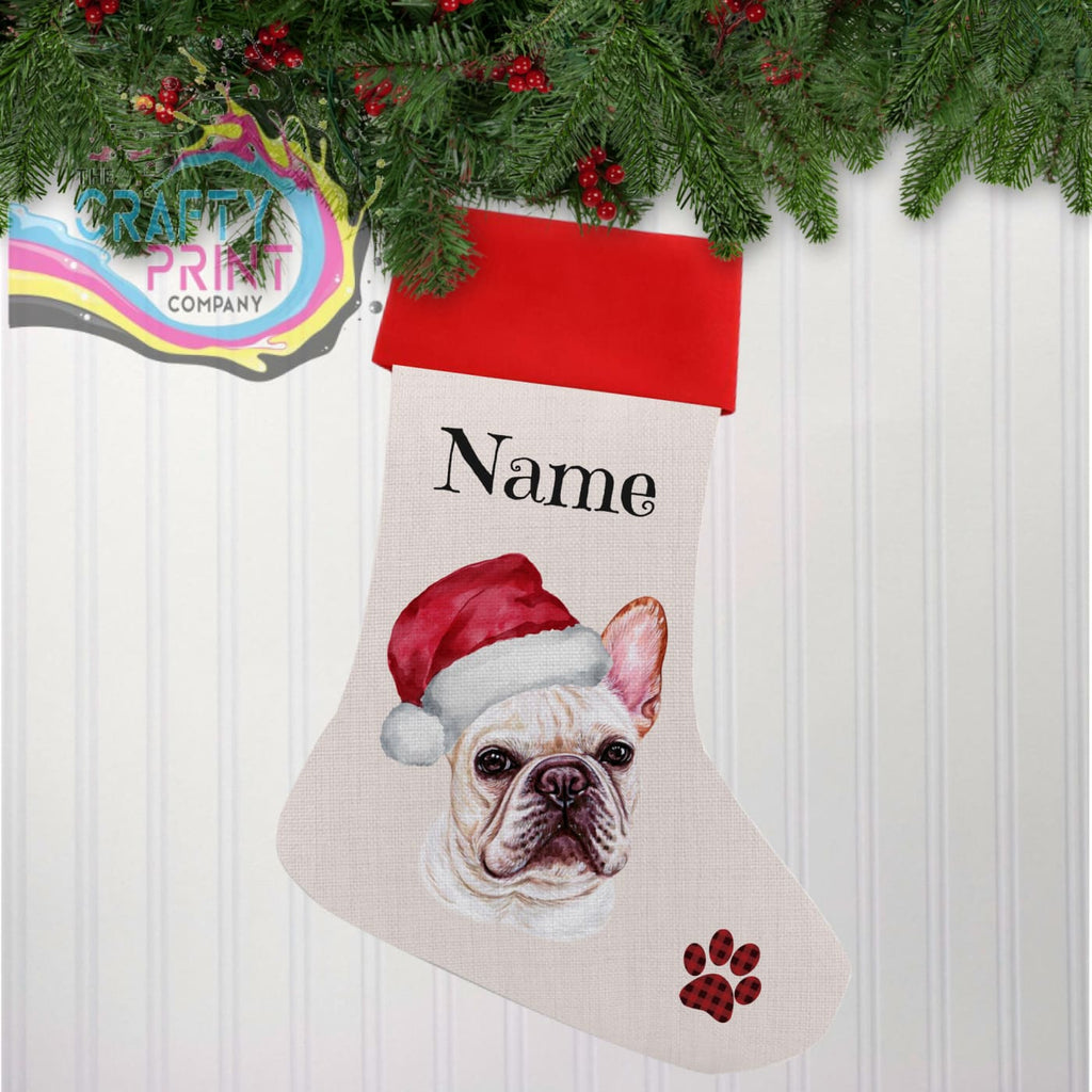 French Bulldog Personalised Linen Christmas Stocking -