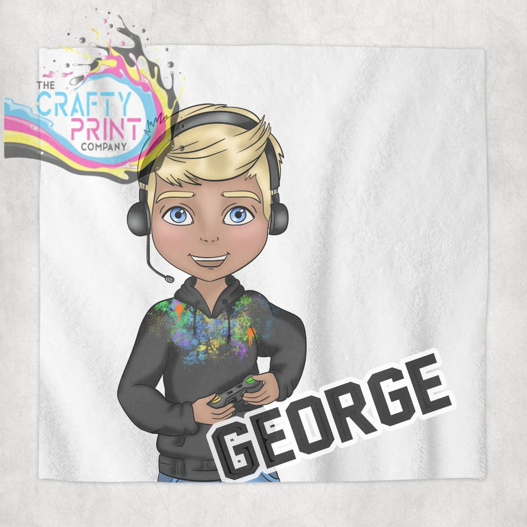 Gamer Boy Black Hoodie Personalised Face Cloth - Blonde