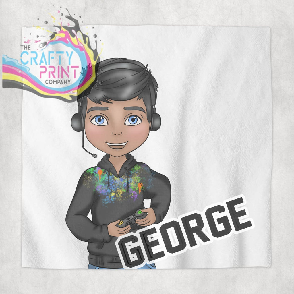 Gamer Boy Black Hoodie Personalised Face Cloth - Hair Dark