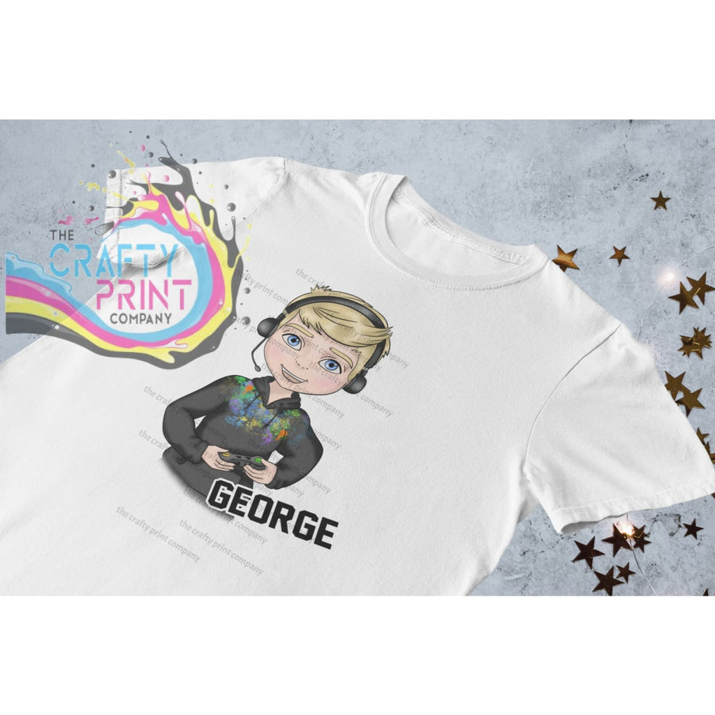 Gamer Boy Personalised Children’s T-shirt - Blonde Hair /