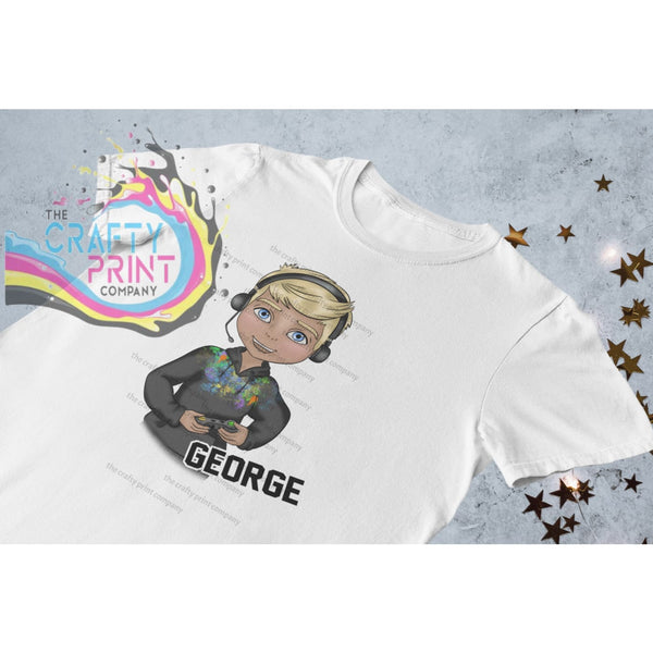 Gamer Boy Personalised Children’s T-shirt - Blonde Hair Dark