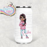 Gamer Girl Pink Personalised Coke Can Bottle with Straw -