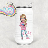 Gamer Girl Pink Personalised Coke Can Bottle with Straw -