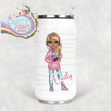 Gamer Girl Pink Personalised Coke Can Bottle with Straw -