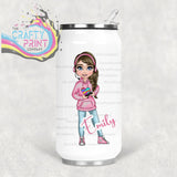 Gamer Girl Pink Personalised Coke Can Bottle with Straw -