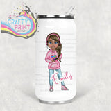 Gamer Girl Pink Personalised Coke Can Bottle with Straw -