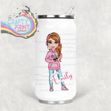 Gamer Girl Pink Personalised Coke Can Bottle with Straw -