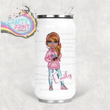 Gamer Girl Pink Personalised Coke Can Bottle with Straw -
